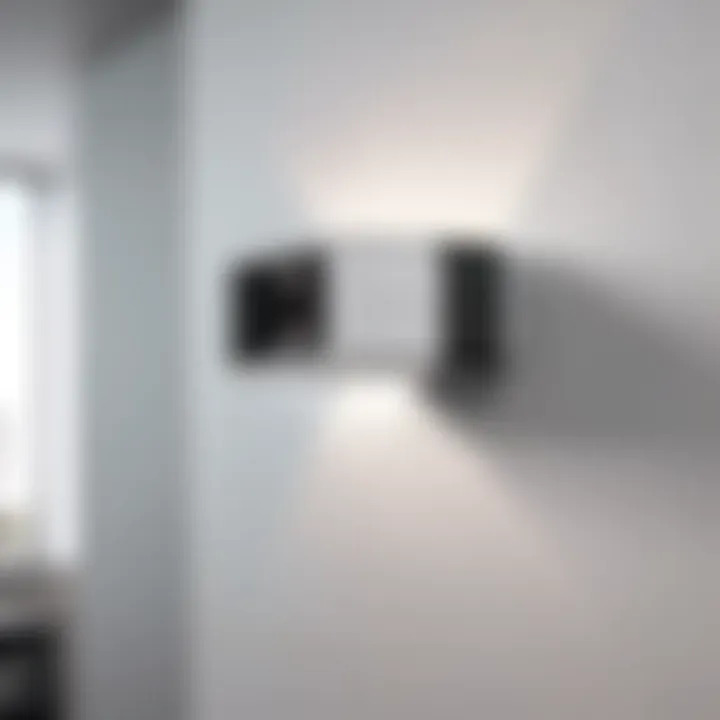 A sleek smart ultra short throw projector mounted on a wall