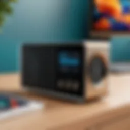 Sleek Bluetooth bookshelf radio showcasing modern design