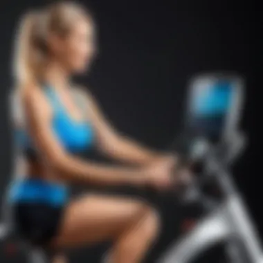 User Experience on the Exia Exercise Bike User engaging with the Exia bike during a fitness session