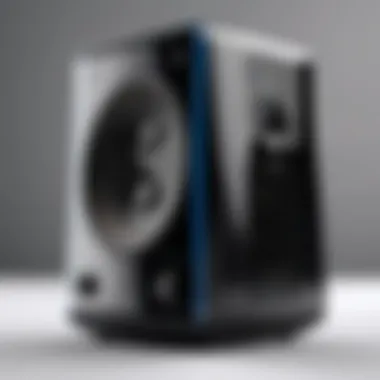 Sleek Design of Volkano Speakers A close-up of a Volkano speaker showcasing its sleek design and innovative features.