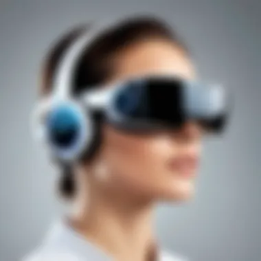Futuristic Visual Reality Headset A futuristic headset showcasing advanced visual technology