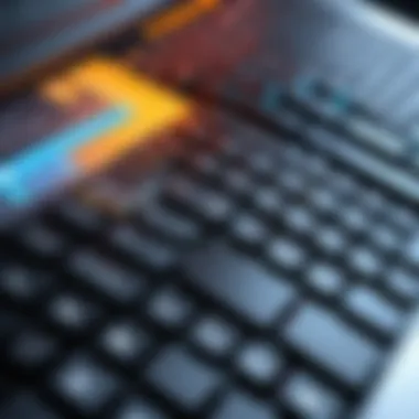 User interacting with a Russian laptop keyboard in a global context