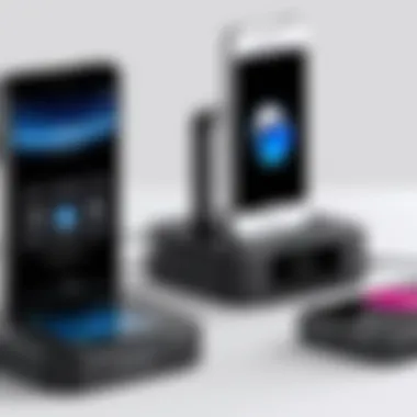 Compatibility with Different iPhone Models Various iPhone models connected to different radio docks