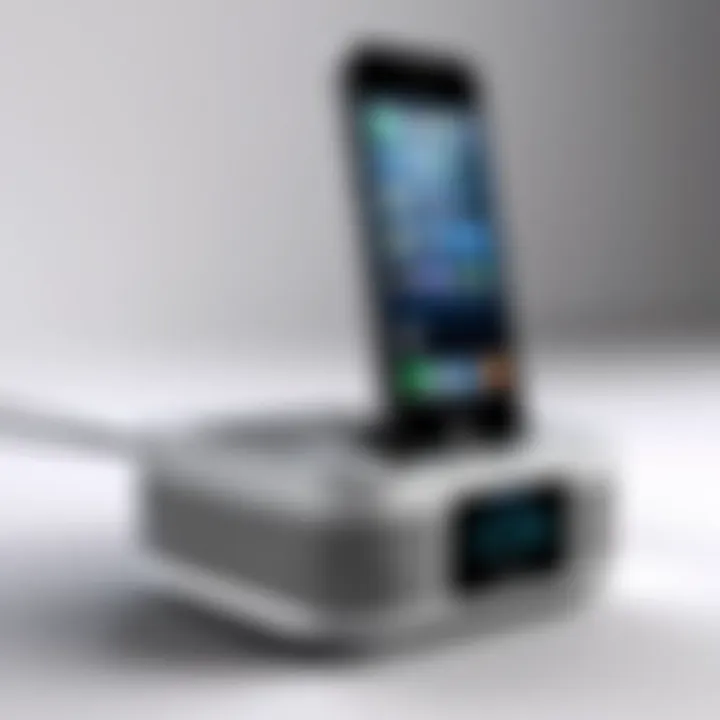 Elegant design of the iPhone radio dock showcasing its sleek features