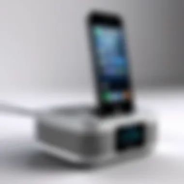 Sleek Design of the iPhone Radio Dock Elegant design of the iPhone radio dock showcasing its sleek features
