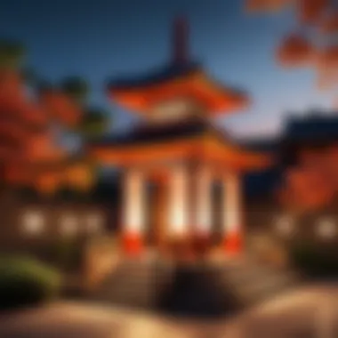 Modern Application of Large Pagoda Lanterns A modern outdoor setting featuring large pagoda lanterns as decorative lighting