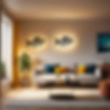 Stylish Decor: Integrating Fish Night Lights in Living Spaces A stylish living room featuring a decorative fish night light projector