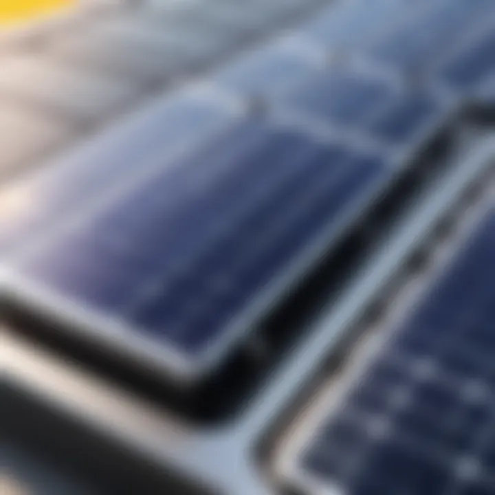 Close-up of solar panels on a charging station