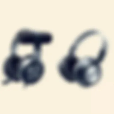 Contrasting Wireless and Wired Headset Designs Comparison of wireless and wired headsets side by side.