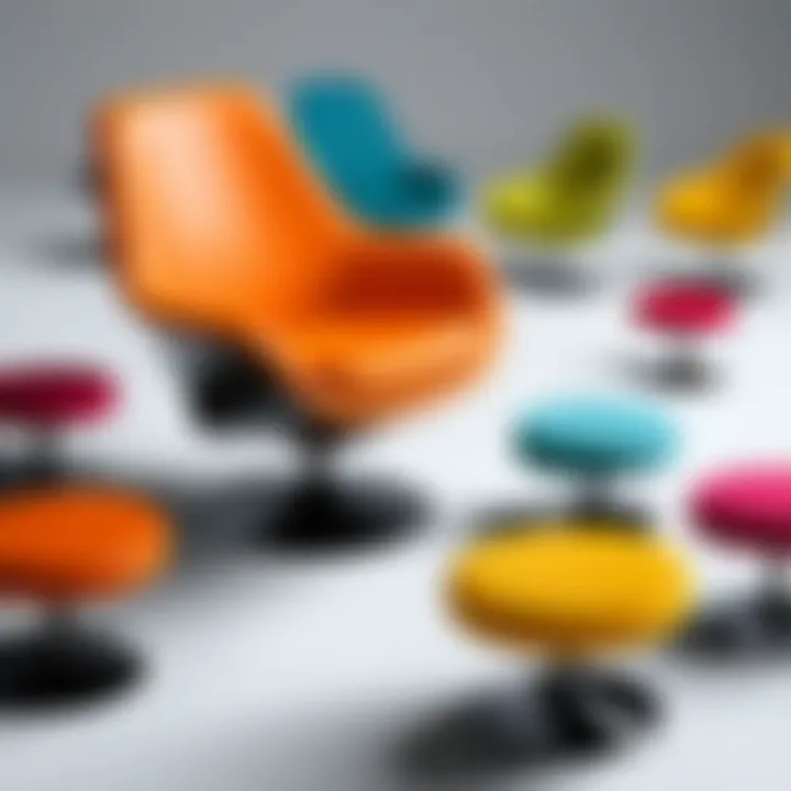 A selection of tub chairs and foot stools showcasing diverse materials and designs