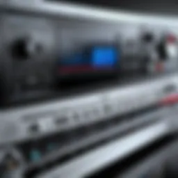 A detailed view of a world band receiver showcasing its controls and tuning dial.