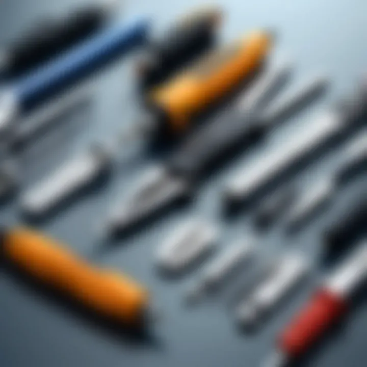 An organized tool set showing various types of screwdrivers and pliers