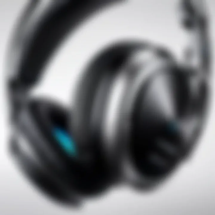 A close-up view highlighting advanced audio technology in the headset.