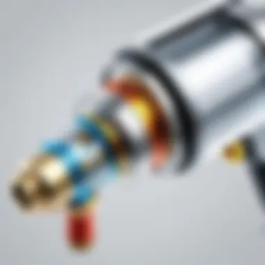 An illustration of the internal components of a water spray gun, emphasizing functionality and performance.