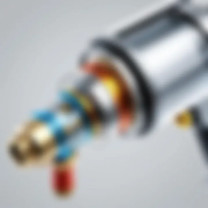 An illustration of the internal components of a water spray gun, emphasizing functionality and performance.
