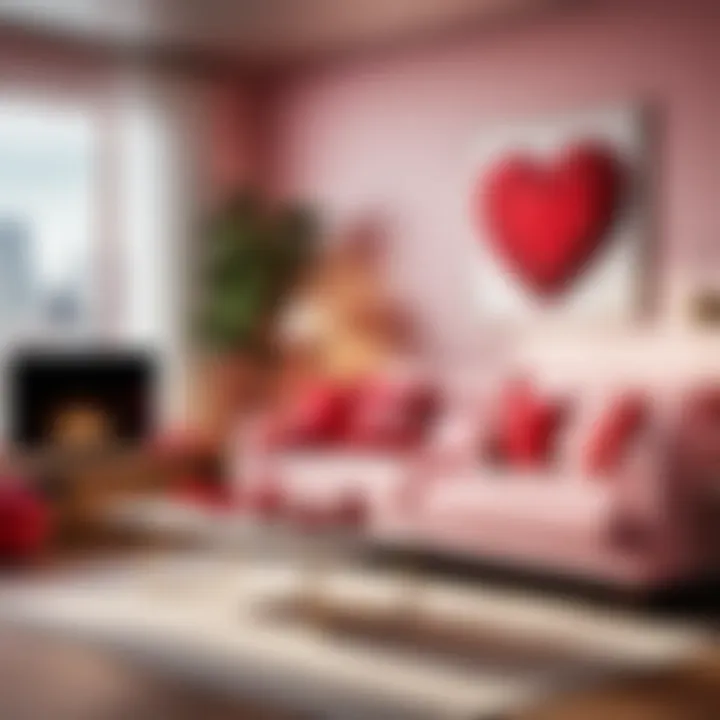 Cozy living room adorned with Valentine's Day-themed pillow covers