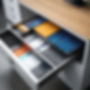 Innovative filing drawer organizer showcasing a modern design in an office setting