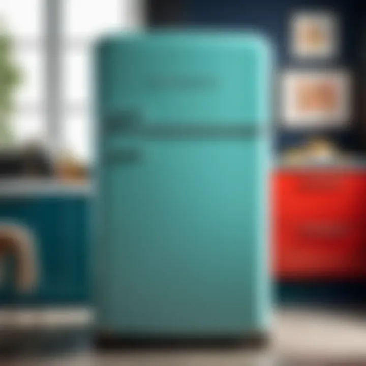 Frigidaire retro refrigerator showcasing its classic design with vibrant colors