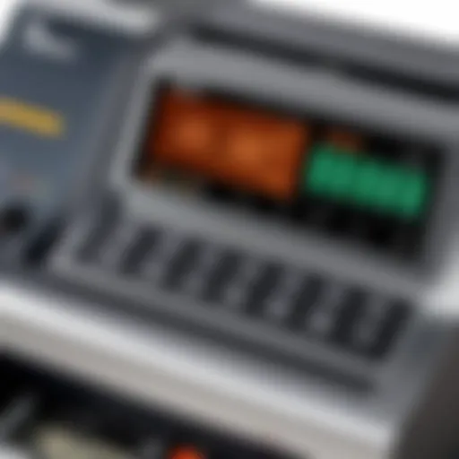 Close-up of a G-Star money counter displaying its screen and buttons