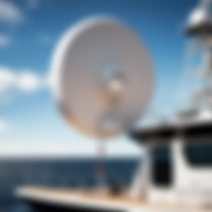 An installation scene depicting a Garmin radar antenna mounted on a vessel