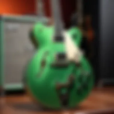 Gretsch Torino Green guitar showcased on stage during a live performance