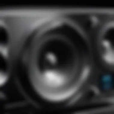 Close-up of Harman Kardon Clear Speakers highlighting audio components.