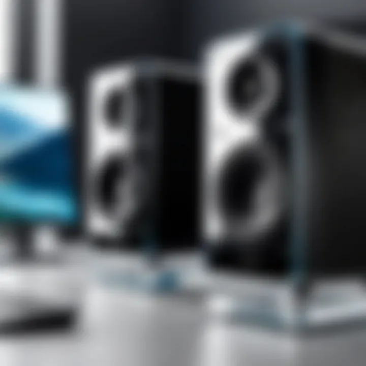 Harman Kardon Clear Speakers in a professional audio setup demonstrating versatility.