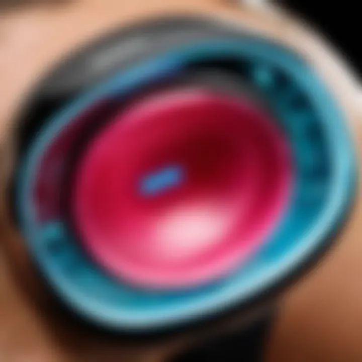 Close-up of a HoMedics massager head demonstrating its unique features and design.