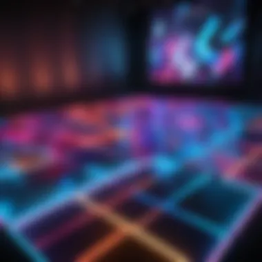 A beautifully lit dance floor illuminated by DJ lights