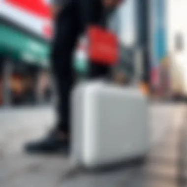 Urban Lifestyle with the Incase Icon Dot Lifestyle shot of the Incase Icon Dot in an urban environment highlighting its stylish appearance