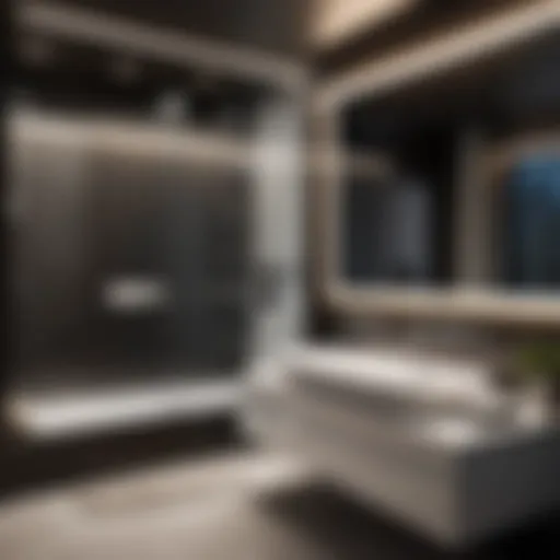 Elegant bathroom with integrated lighting and sound system