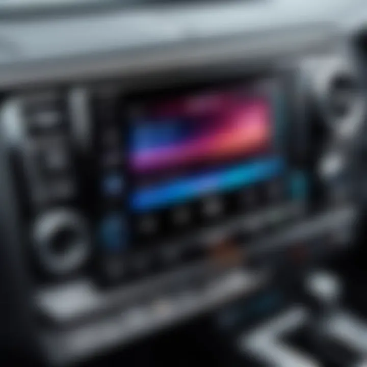 Close-up of JVC in-dash features showcasing the user interface.