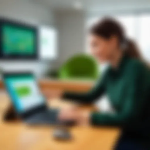 Illustration depicting a user engaging with Leapfrog Academy's interactive platform.