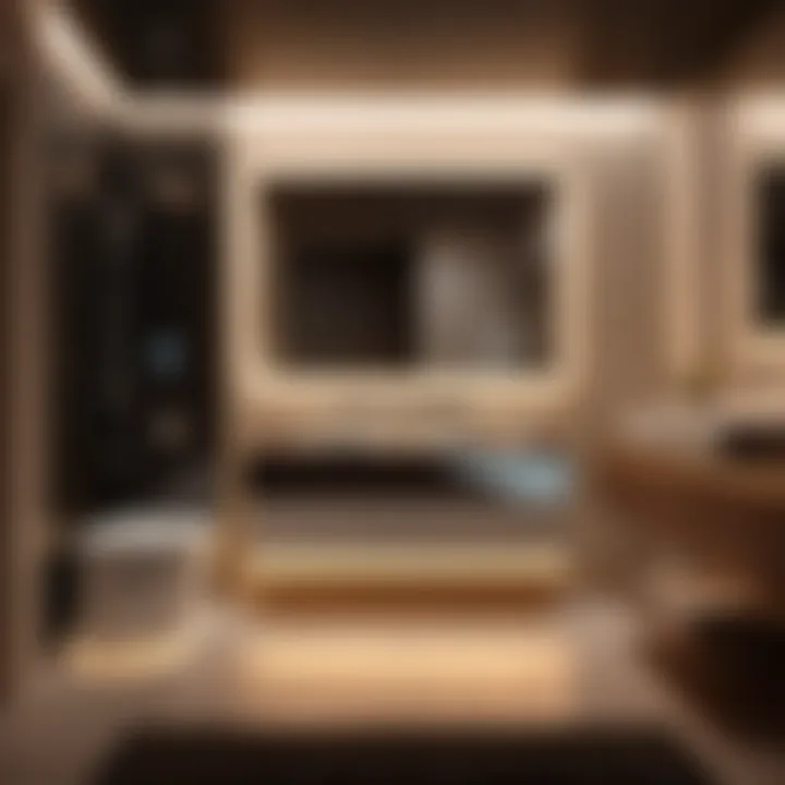 Mood lighting and audio ambiance in a luxurious bathroom setting