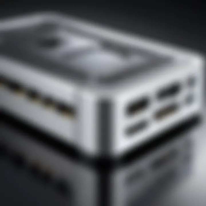 Close-up of Mac Mini ports demonstrating connectivity options