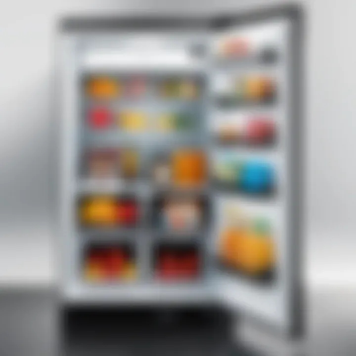 Interior layout of refrigerator emphasizing storage capacity