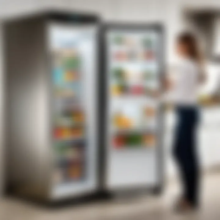 User interacting with refrigerator controls for optimal settings