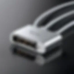 Close-up view of a MagSafe connector highlighting its design and features