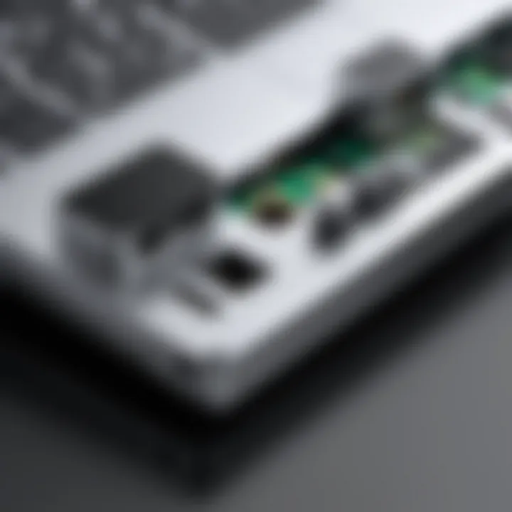 Close-up of the ports and connections available on the Surface Pro Dock.