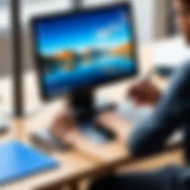 User Experience with the Surface Pro Dock in Action User interacting with the Surface Pro Dock in a professional setting.