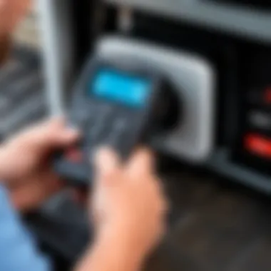 Remote Control Operation of Mighty Mite Gate Opener User interacting with the remote control of a Mighty Mite gate opener