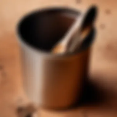 Close-up view of materials used in Mud Pie Utensil Holder