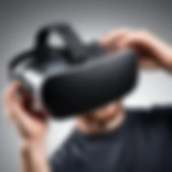 Installation of the Oculus battery pack on a VR headset