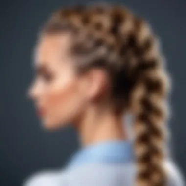 A beautifully braided hairstyle using a hair easel