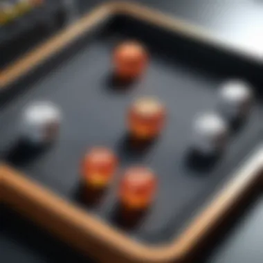 Enhanced Gameplay with Padded Dice Tray A tabletop scene featuring gameplay enhanced by a padded dice tray.