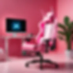 Stylish pink unicorn gaming chair in a vibrant gaming setup