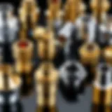 Detailed view of various propane nozzle adapters showcasing their designs and types.