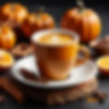 A beautifully styled cup of pumpkin-flavored coffee with a sprinkle of cinnamon on top.