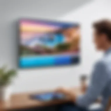 User interacting with smart features on Samsung Frame TV