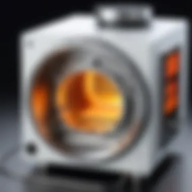 Close-up of a Sanyo microwave magnetron for efficient heating.